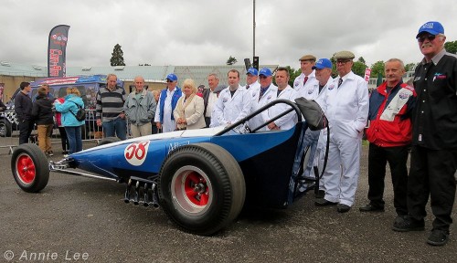 On June 16 2013 the Allard Dragster was officially handed back to the Beaulieu Motor Museum. This picture shows the entire team plus guests of honour at the event.