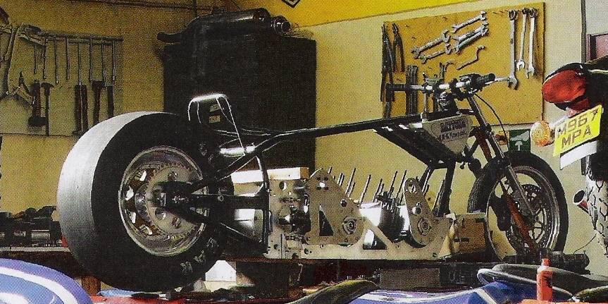 Bike in College workshop. Different front wheel and brake fitted, original seat unit not in place